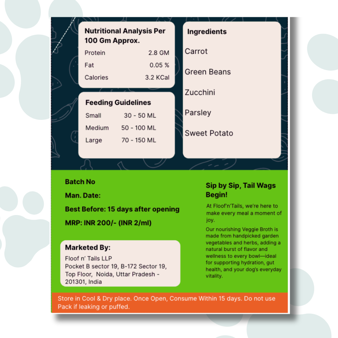 Vegetable Broth for Dogs & Puppies - 100mL