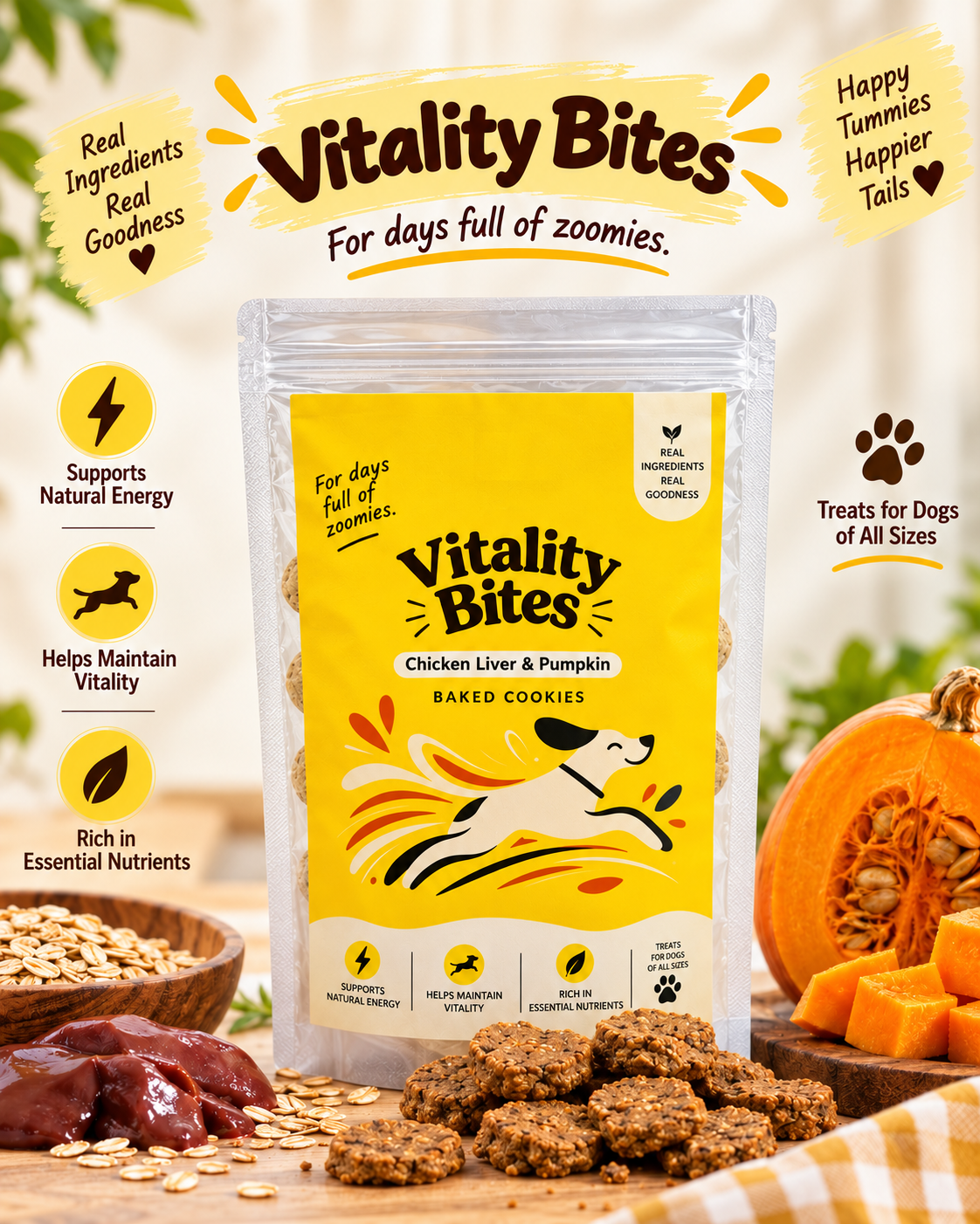 Vitality Bites — Chicken Liver & Pumpkin Baked Cookies