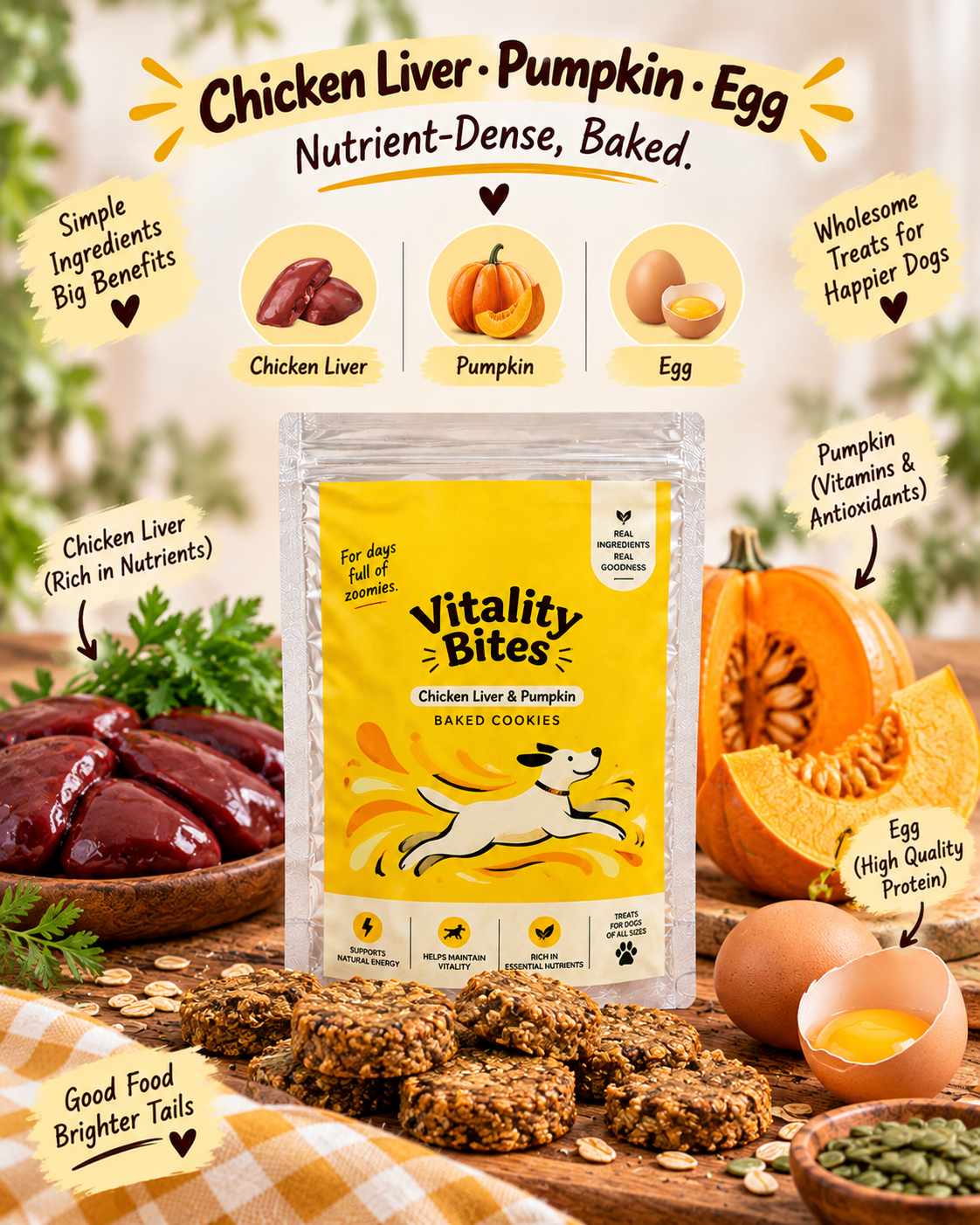 Vitality Bites — Chicken Liver & Pumpkin Baked Cookies