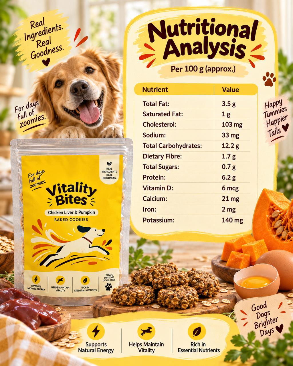 Vitality Bites — Chicken Liver & Pumpkin Baked Cookies